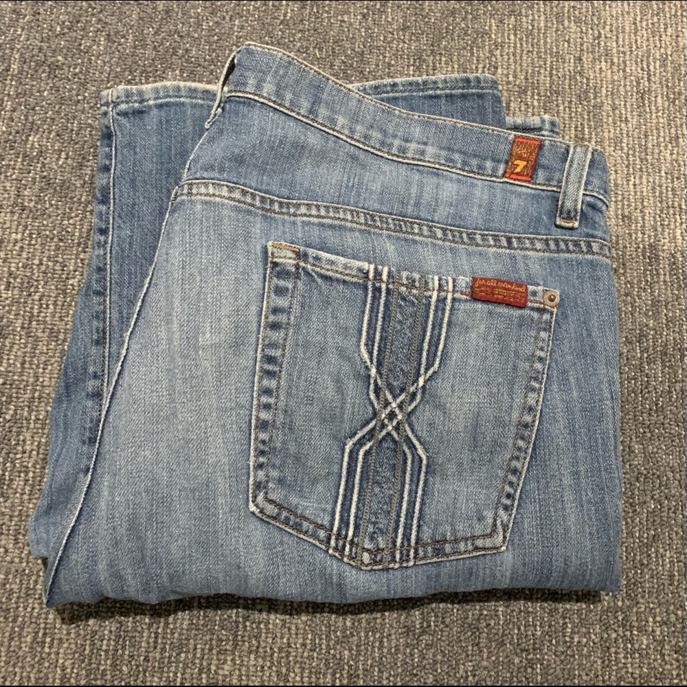 🔥Host Pick🔥 7 For All Mankind Mens Bootcut Blue Jeans Size 38x34 (EUC)